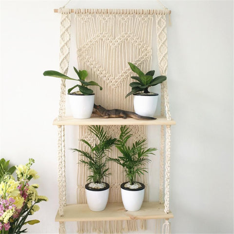 Macrame Bohemian Handwoven Plant Shelf